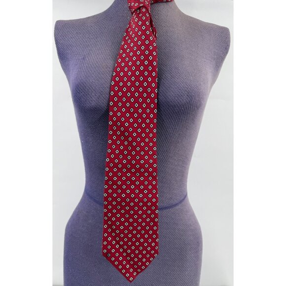 Brooks Brothers Red Micor Printed Neck Tie 100% Silk - Picture 1 of 2